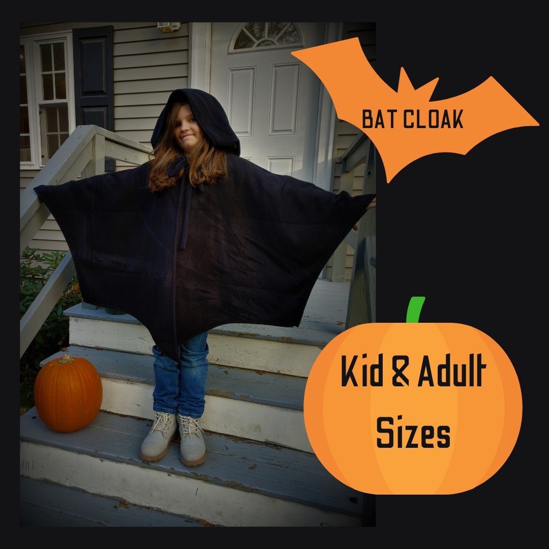 Fleece Hooded Cloak for Children or Adults - BAT