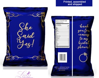 Bridal Shower Chip Bag - Bridal Shower Favor Bag - Bridal Shower invite - Bride - She Said Yes - Wedding - Engagement