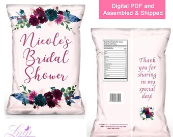Bridal Shower Chip Bag - Bridal Shower Favor Bag - Bridal Shower invite - Bride - She Said Yes - Wedding - Engagement