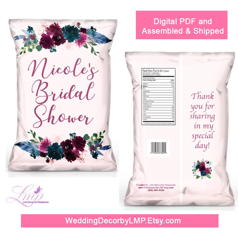 Bridal Shower Chip Bag Bridal Shower Favor Bag Bridal Etsy UK