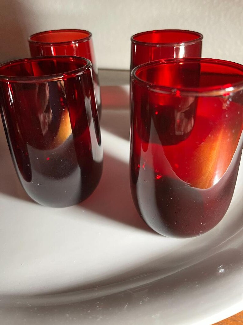 Vintage Ruby Red Juice Glasses Set of 6 5oz Etsy