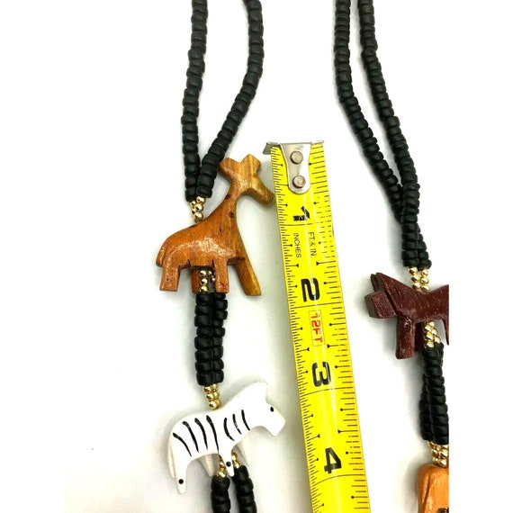 Vintage Carved Wooden Beaded Safari Necklace Pain… - image 7