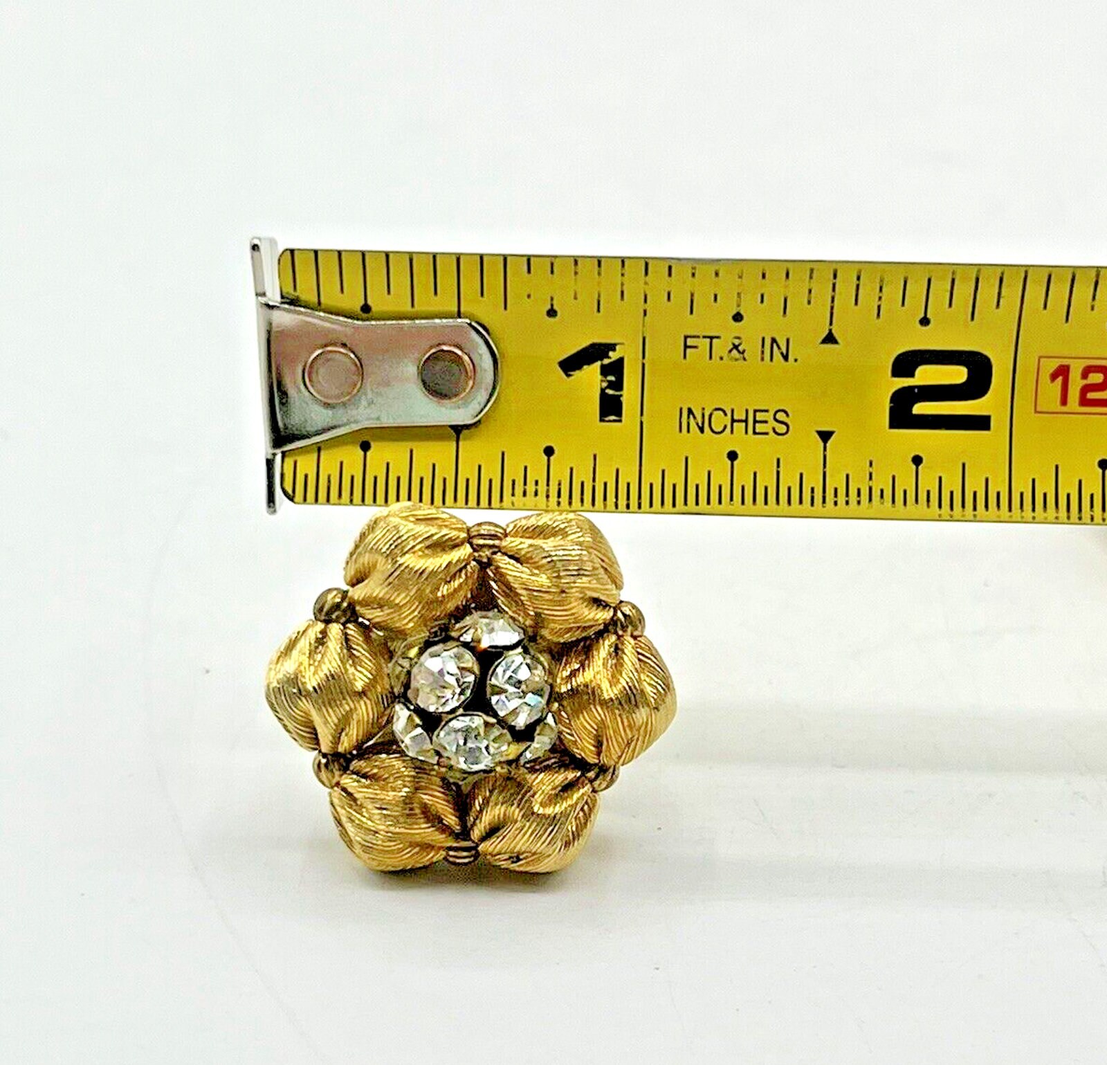 2 Paires De Boucles D'oreilles Clips Lisner Vintage - Métal Doré Et Strass - Occasion