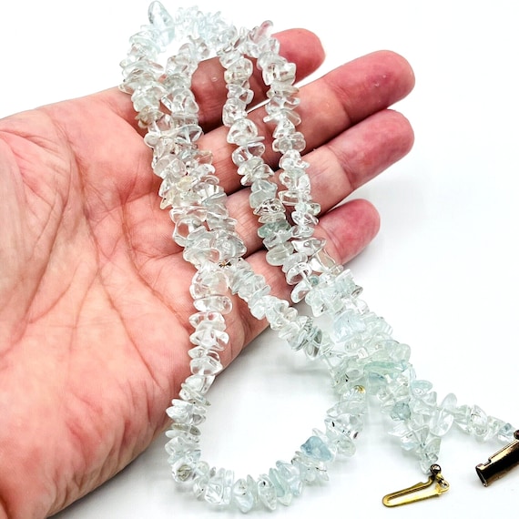 Vintage Clear Quartz Crystal Chip Necklace Bead B… - image 1