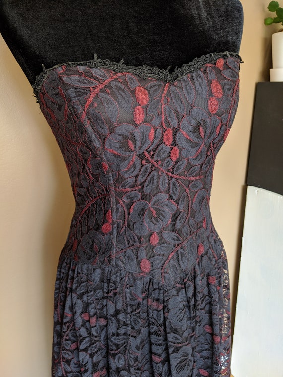 Vintage Jessica McClintock Gothic lace dress/Corse