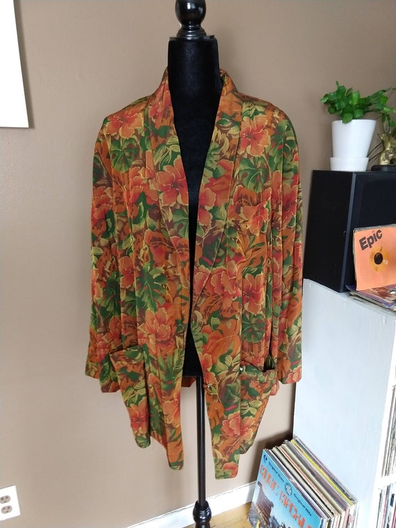 1980's Oversized Floral Blazer/by Adrienne Christi