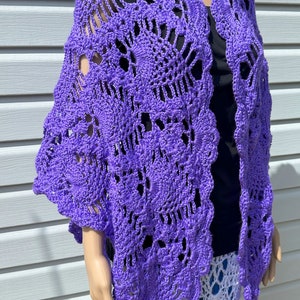 Pretty In Purple Pineapples Crochet Triangle Shawl