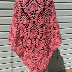 Pretty In Pink Pineapples Crochet Triangle Shawl