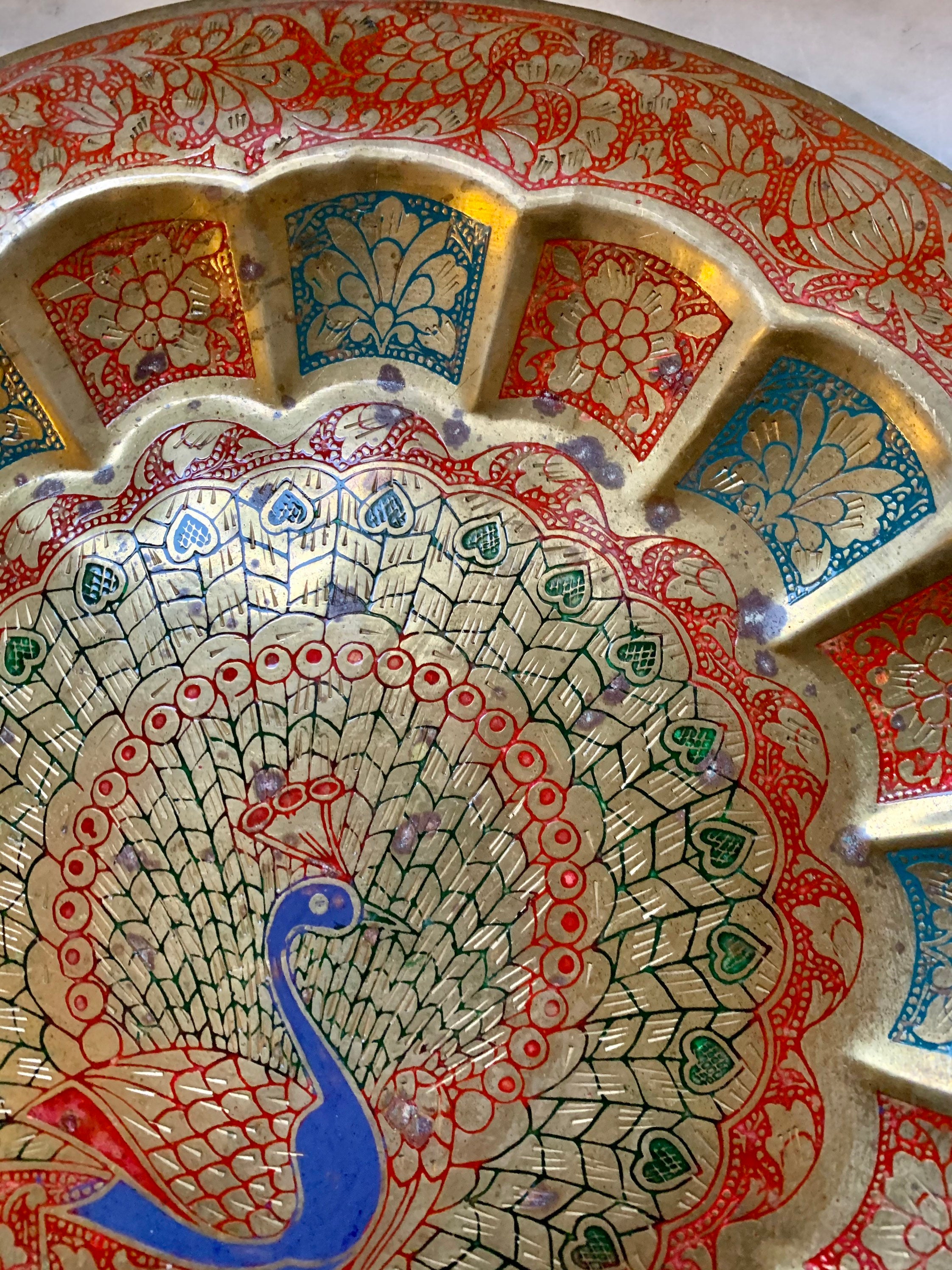 Set of 2 vintage brass peacock plates Etsy