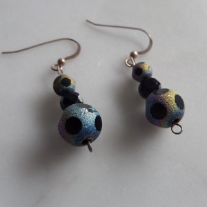 Black Polka Dot Sterling Silver Earrings