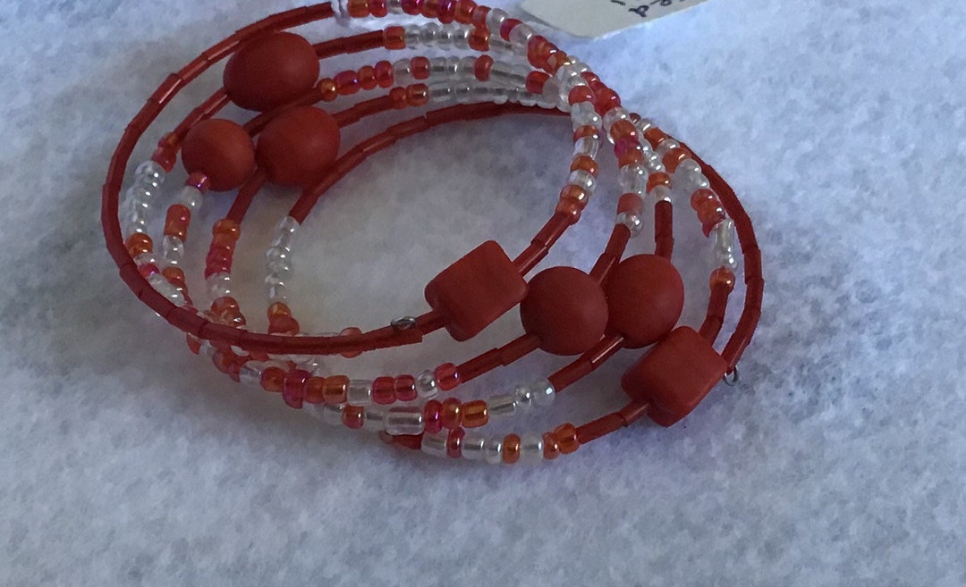 Red and White Wrap Bracelet Etsy