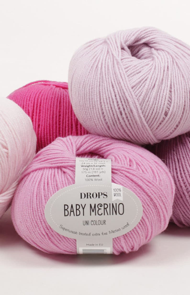 Drops Baby Merino Yarn 191yds/175m 1.8oz/50g Group A. 100 Etsy