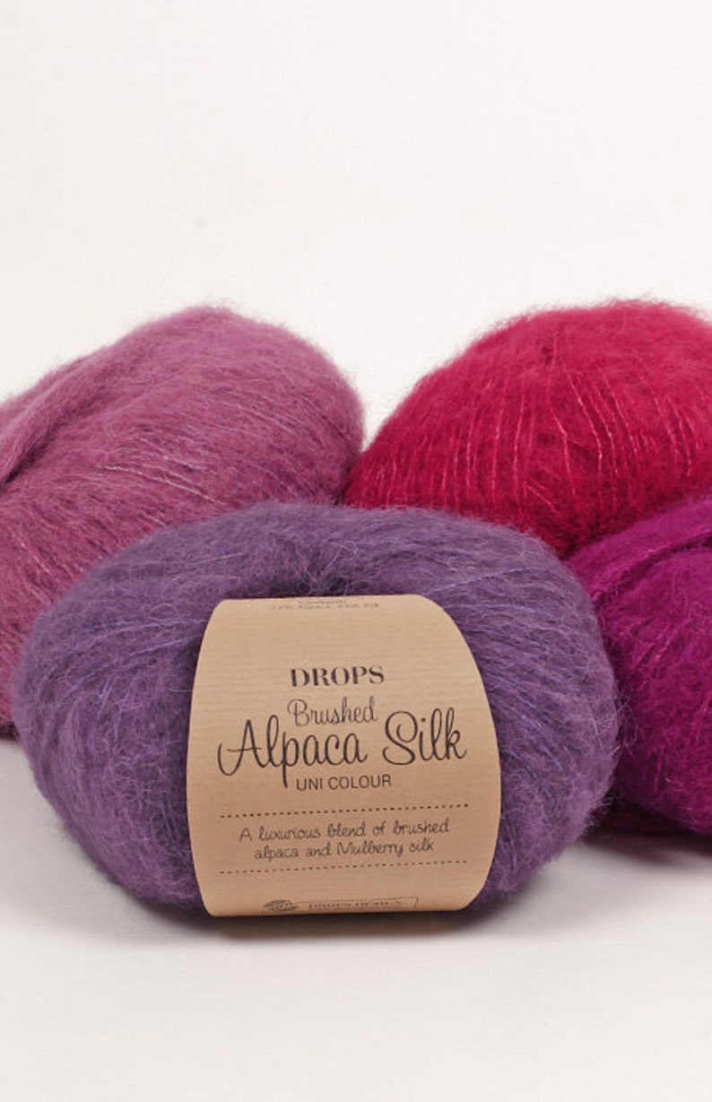 DROPS Brushed Alpaca Silk Yarn Group C. 153yds/140m 0.9oz/25g. Etsy