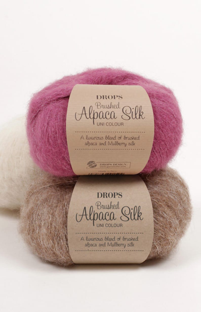 DROPS Brushed Alpaca Silk Yarn Group C. 153yds/140m 0.9oz/25g. Etsy