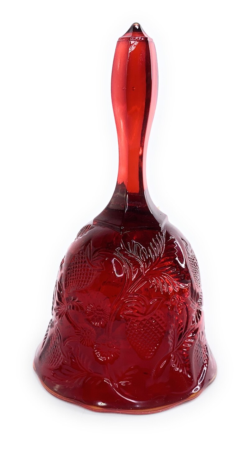 Fenton Inverted Strawberries Ruby Red Glass Bell With Label Etsy