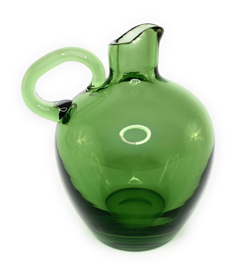 Vintage Emerald Green Glass Jug / Pitcher Hand Blown Etsy