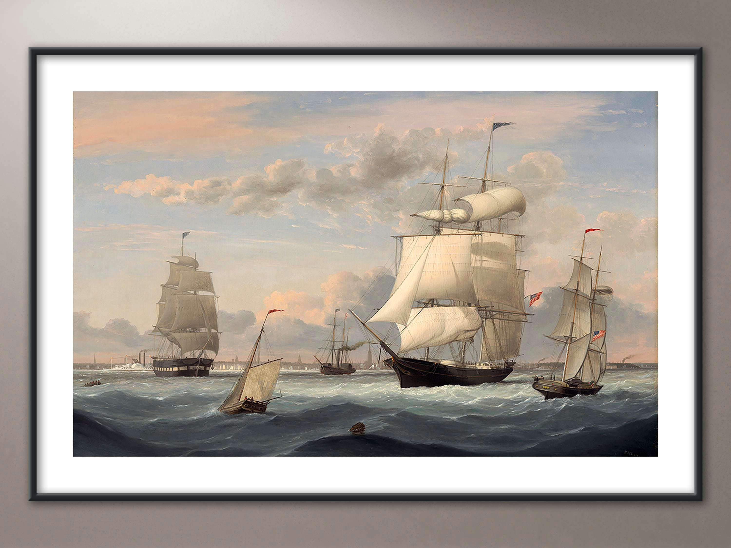 New York Harbor: Fitz Henry Lane Fine Art Print With Optional Wood