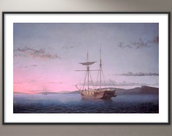 New York Harbor: Fitz Henry Lane Fine Art Print With Optional Wood