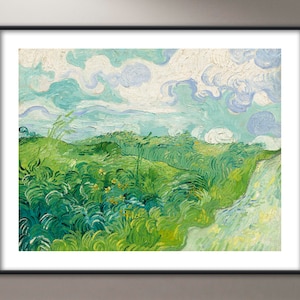 Green Wheat Fields, Auvers - Vincent van Gogh Fine Art Print with Optional Wood Frame