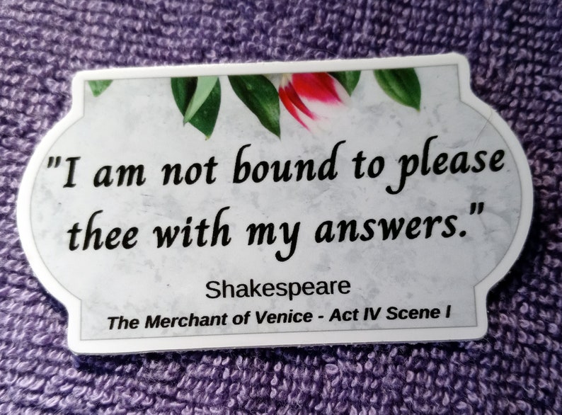 WHOSAIDTHAT Shakespeare Stickers Set of 6 Romeo & Juliet, Merchant of Venice, Hamlet, Twelfth Night, Richard III water bottles, laptops image 6