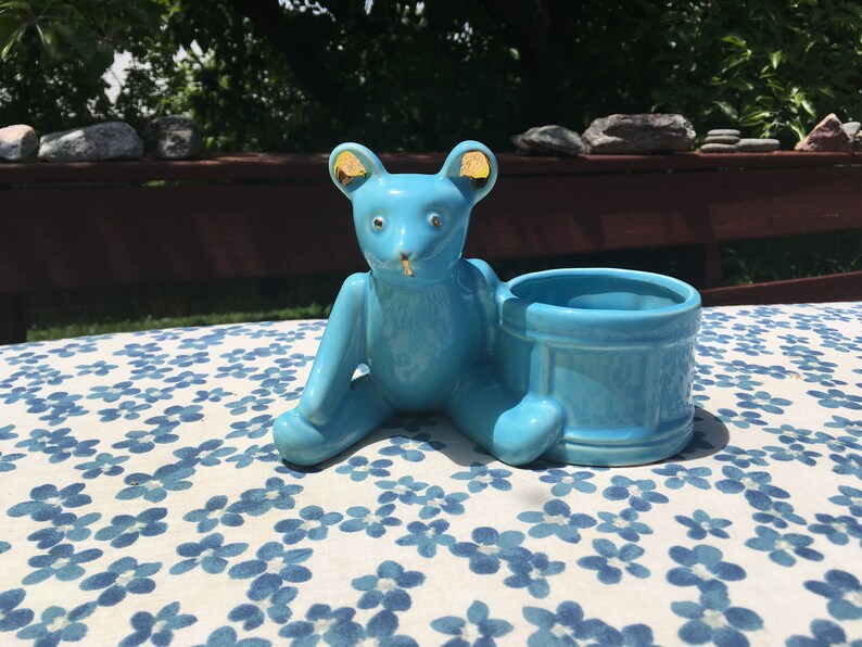 vintage blue teddy bear