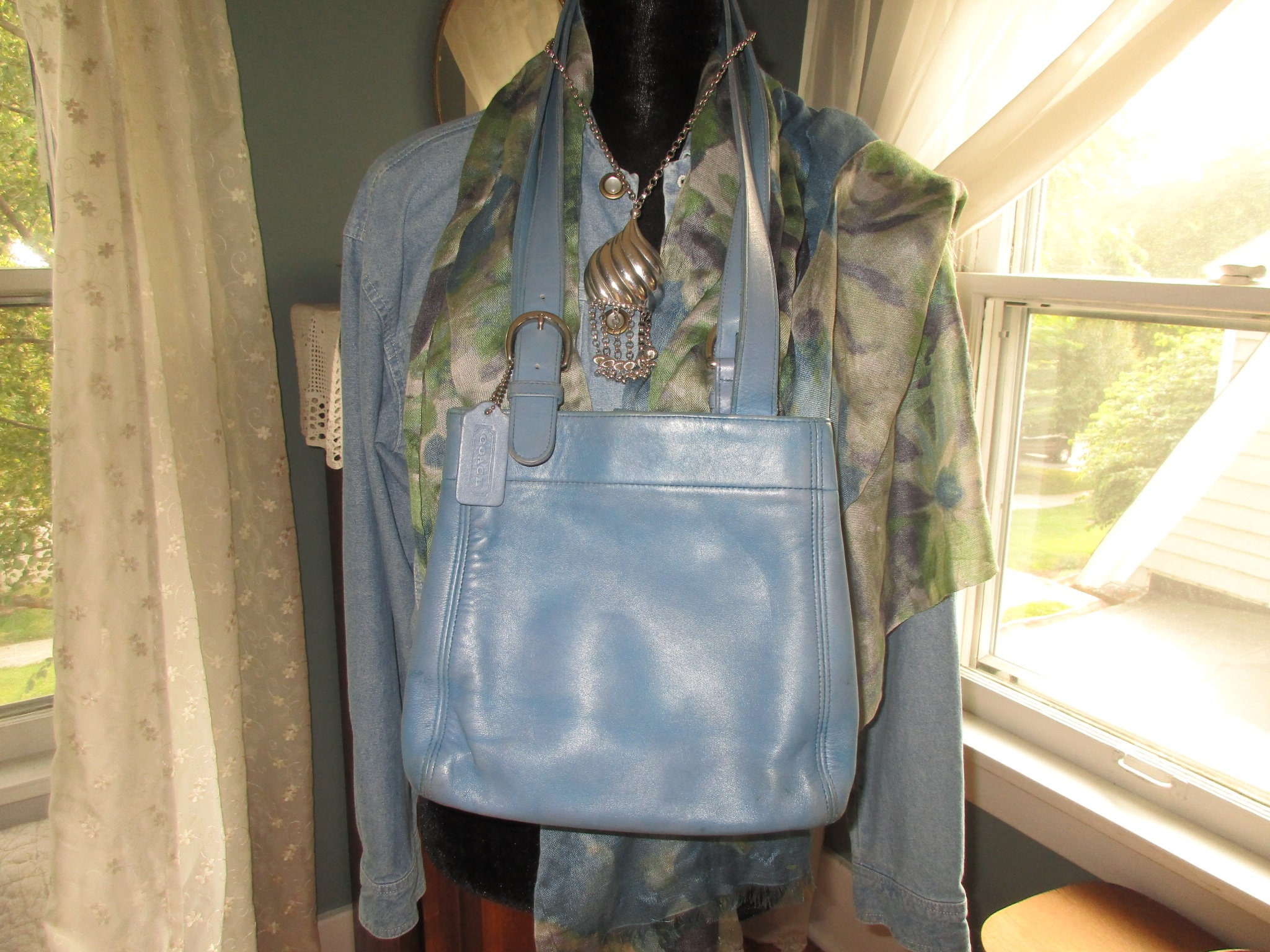 Vintage Coach Rare Denim Blue Waverly Shoulder Bag No. B7C-4157 Made in  United States