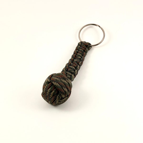 1” Steel Ball Monkey Fist keychain w/ Cobra knot finish