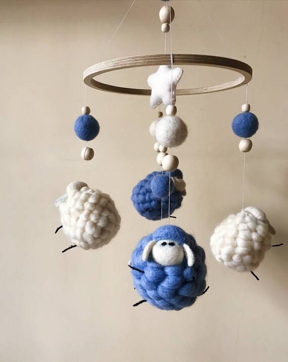 Crib Mobile Five Sheep Baby Mobile Crib Mobile Wool Toy Etsy