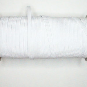 1/4 inch braid elastic 6mm Band Knitted  Whitte Sewing tape stretch sewing hair tie DIY headband sold by 10yards Stretch