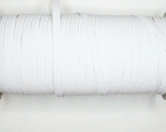 1/4 inch braid elastic 6mm Band Knitted  Whitte Sewing tape stretch sewing hair tie DIY headband sold by 10yards Stretch