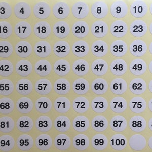 NUMBERS 1-100 Numbers Set  Stickers Sequential,1/2&quot;x1/2&quot;,round Labels Consecutive,Number Sticker,Self Adhesive Label,Peel and Stick