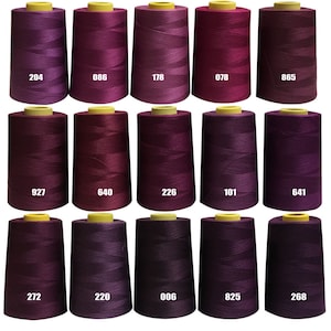 Purple Thread. Sew All Polyester Thread Spool. Filament 40s/2. Purple 100% Polyester Thread. 4000 Yards