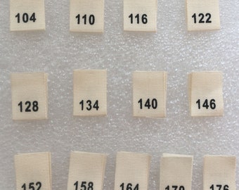 Number Tags, Size Labels, Cotton Size Tags, Screen Printing Labels,  Tabs Clothing Accessories white Labels Cut and Folded Size Tags