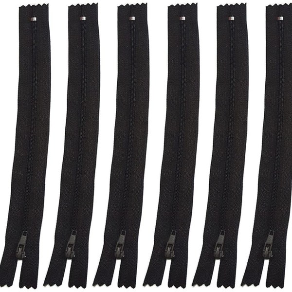 Fermetures éclair en nylon de 6 pouces - Noir 3pcs Black Chunky Teeth Moled Plastic Separating Sports Zippers - Gauge 3