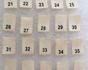 Number Tags, Size Labels, Cotton Size Tags, Screen Printing Labels,  Tabs Clothing Accessories white Labels Cut and Folded Size Tags