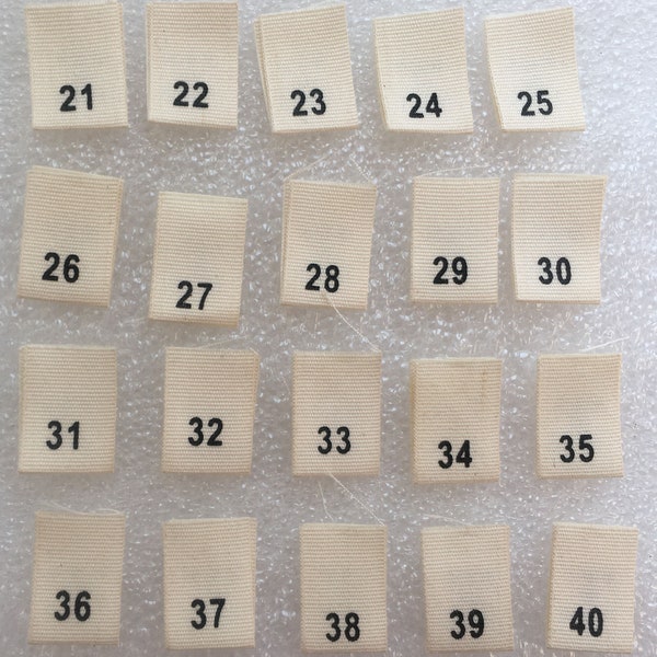 Number Tags, Size Labels, Cotton Size Tags, Screen Printing Labels,  Tabs Clothing Accessories white Labels Cut and Folded Size Tags