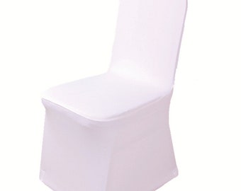 100 Pcs White Chair Covers Polyester Spandex Chair Cover Stretch Slipcovers for Wedding Party Dining Banquet Flat-Front Chair Covers