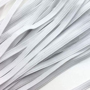 2yards 1/4 or  6mm  white Braid Elastic Tape Stretch Sewing Hair Tie Headband make Masks material