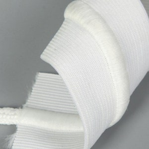 White Drawstring Elastic 1 1/2 width Variable size packsStretchrite 1 1/2-Inch by 3/5/10/25 Yards White Drawcord Knit Elastic image 1
