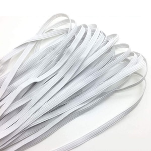 5yards 1/4 or  6mm  white Braid Elastic Tape Stretch Sewing Hair Tie Headband make Masks material