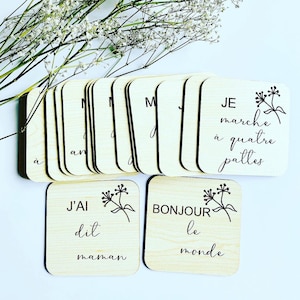 Cartes étapes bébé carrées en bois