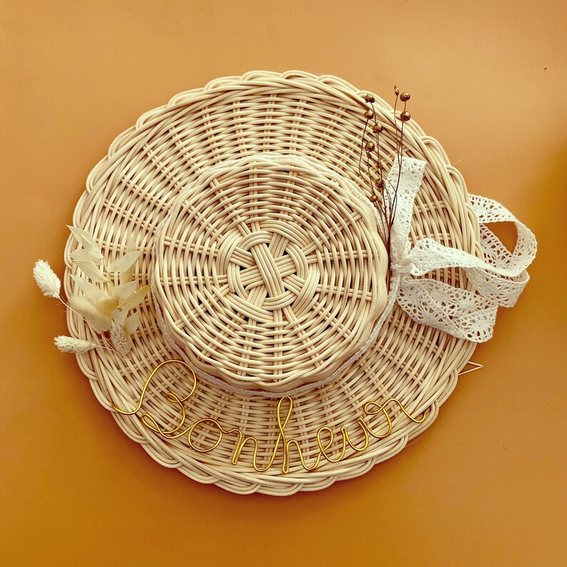 Rattan Hat Straw Hat Wide Brimmed Straw Hat Rattan Wall Etsy