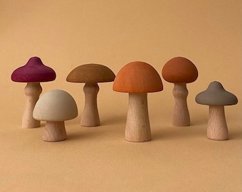 Wooden mushrooms - Wooden mushroom decoration - wooden mushroom toy