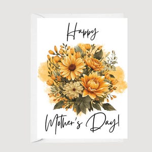 Mother&#39;s Day Card, Happy Mother&#39;s Day, Mom&#39;s Day Card, Card for Mom, Yellow Flowers, Sunflower