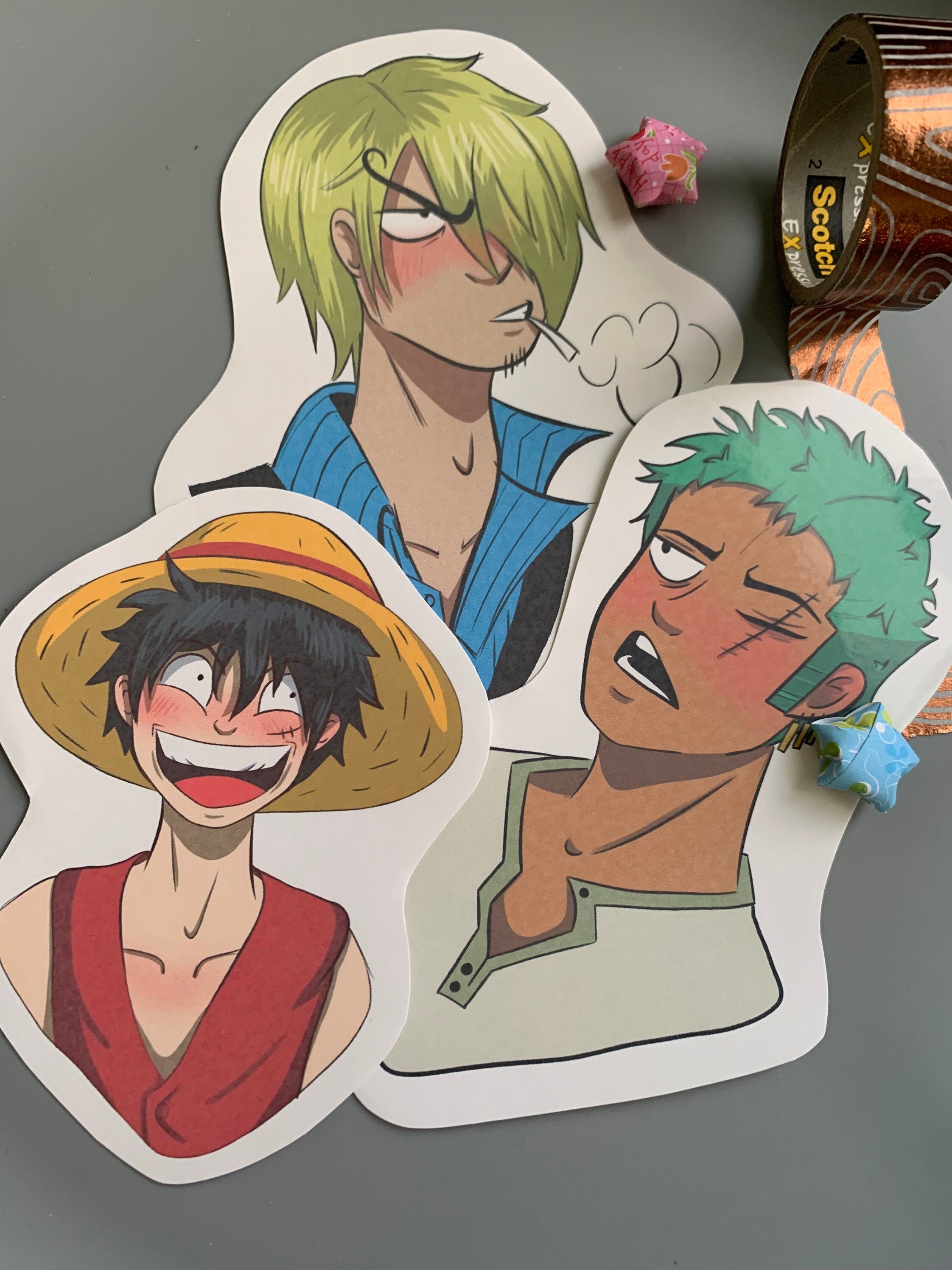 Zoro Sanji and luffy sticker set Etsy