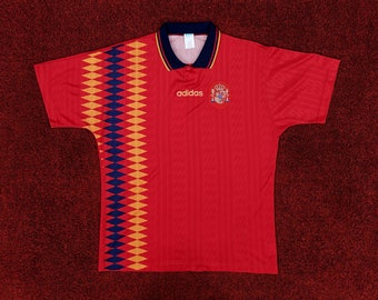 Vintage klassiek Espana SPANJE Home voetbalshirt voetbalshirt Maillot Trikot Maglia World Cup USA 1994 jaren 90 Copa Mundial Futbol Adidas rood