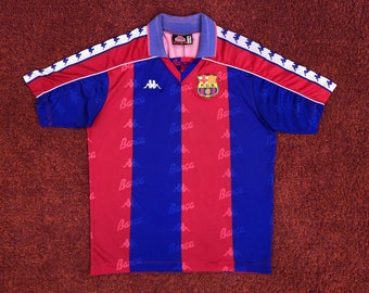 Vintage Classic Rare Spanien Espana BARCELONA Visca Barca Home Kit Fußball-Hemd Fußballtrikot Trikot Maillot Kappa 1992 1995 Herren S La Liga