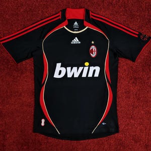 Vintage Rare AC MILAN Milano Italy Italia Serie A Calcio Third Soccer Jersey Football Shirt Kit 2006-07 Black Adidas Maillot Trikot Mens S
