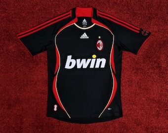 Vintage Rare AC MILAN Milano Italien Italia Serie A Calcio Ausweichtrikot Fußball-Hemd Kit 2006-07 Schwarz Adidas Maillot Herren S