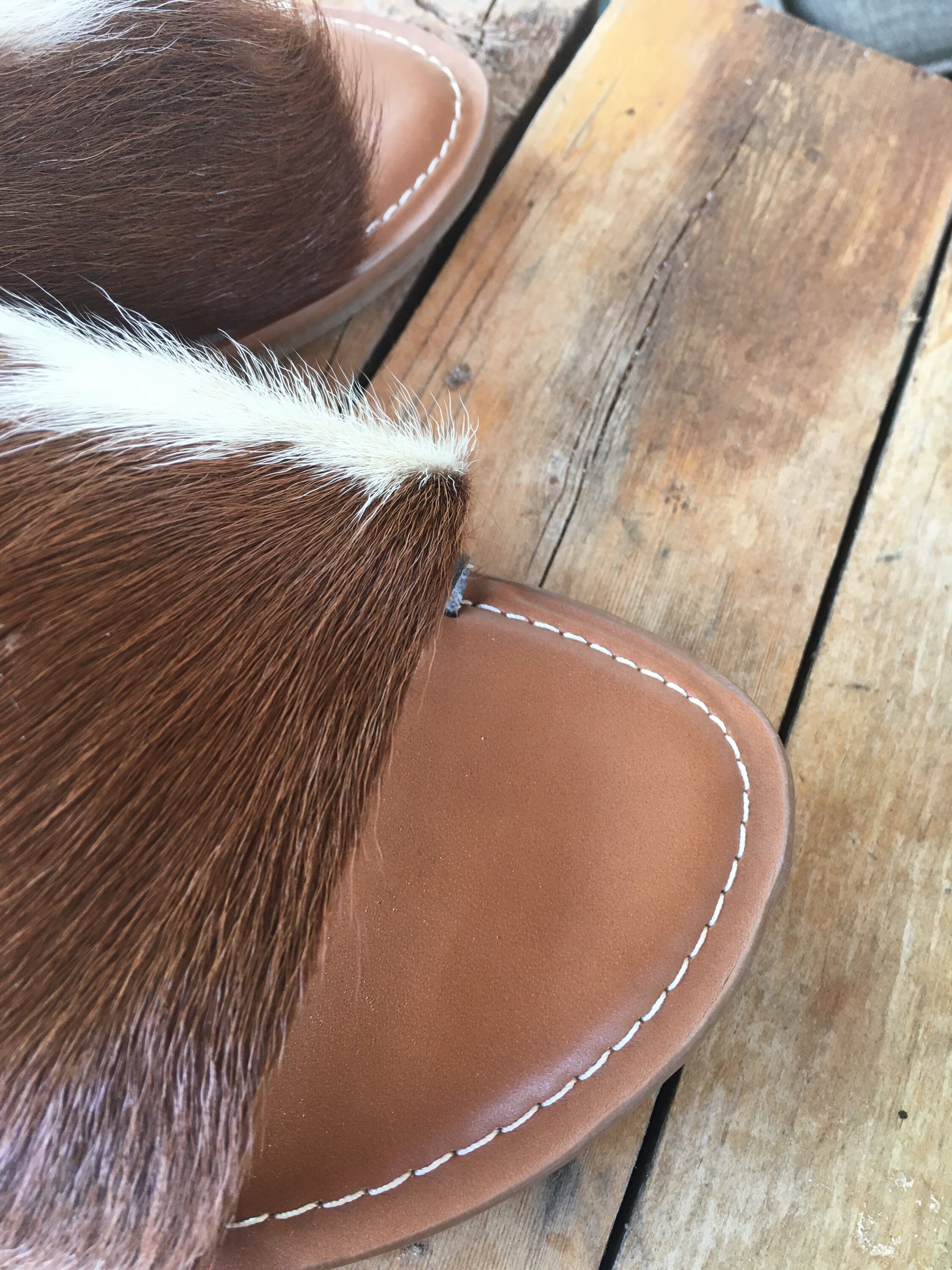 Hair on Cowhide Womens Western Slide Sandals Etsy